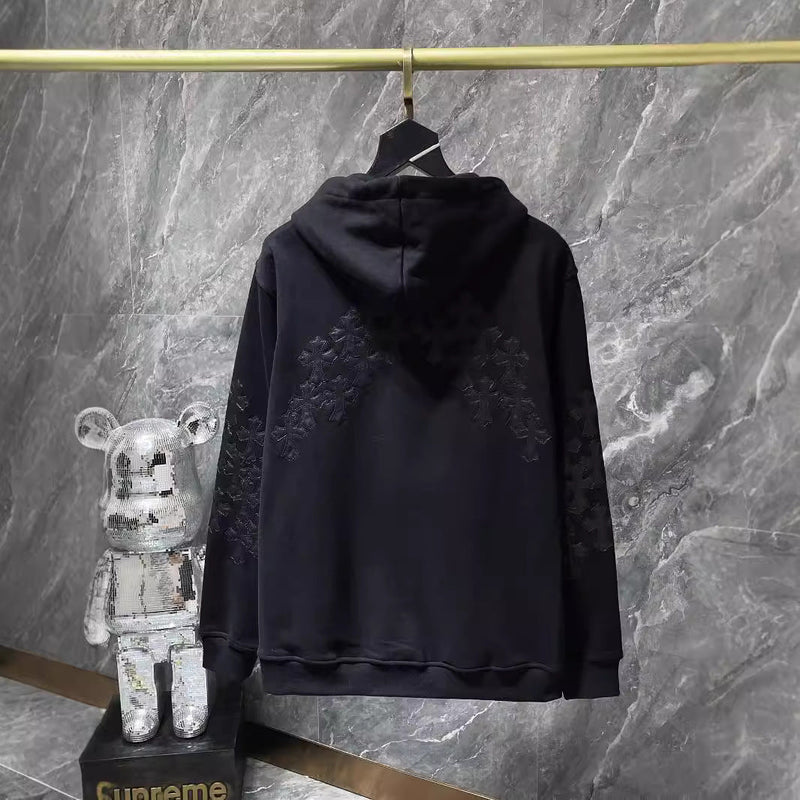 CHH Chrome Heart Hoodie Crow CH Autumn and Winter Cross Embroidered Sweater Casual Loose