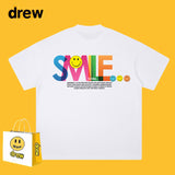 Drew T Shirts Smiley Face Letter Print Short-Sleeve