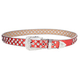Hip-hop punk rhinestone belt with multiple air eyelet decoration