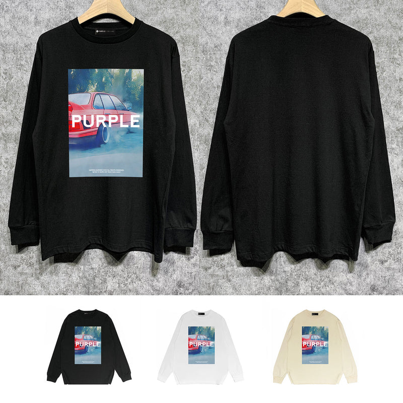 Purple Brand Long Sleeve T-Shirt Fashion Loose Long Sleeve Top