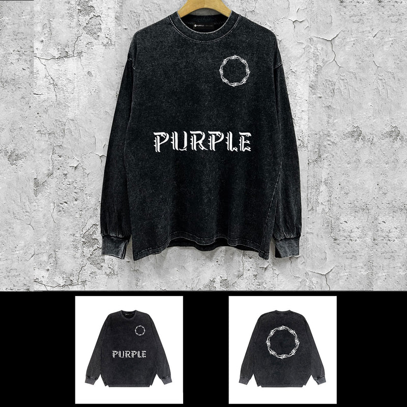 Purple Brand Distressed Long Sleeve Shirt Fashion Distressed Loose Long-sleeved Top