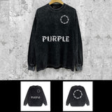 Purple Brand Distressed Long Sleeve Shirt Fashion Distressed Loose Long-sleeved Top