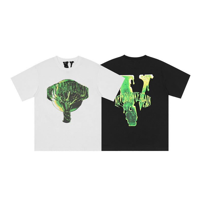 Vlone T Shirts Summer Youth Cotton Loose Letters Street Half Sleeve Couples Dress