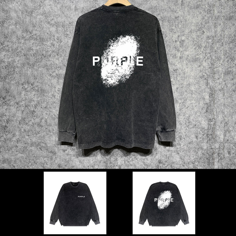 Purple Brand Distressed Long Sleeve Shirt Fashion Distressed Loose Long-sleeved Top