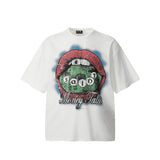 Unisex T-Shirts Saint Michael Vintage Lip Abstract Print Short Sleeve