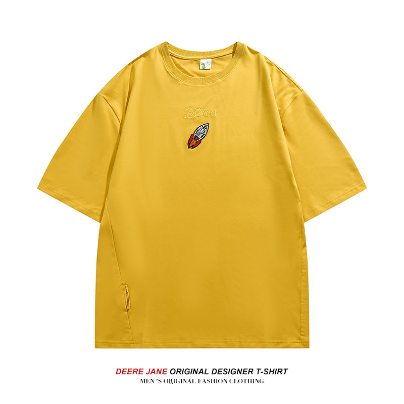 Men's T-Shirts Summer Short-Sleeved T-shirt Men's Loose All-Match White Casual