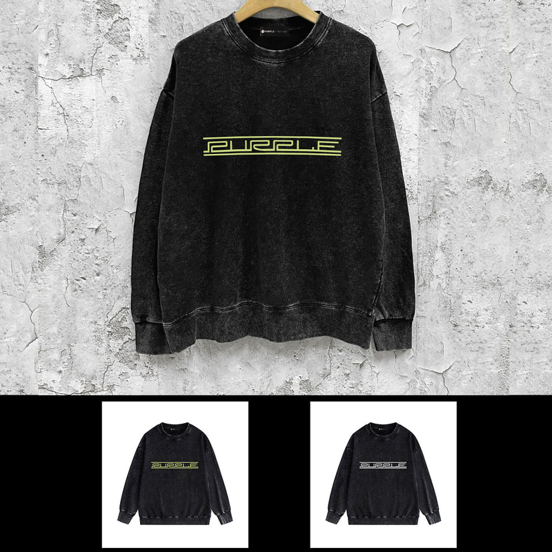 Purple Brand Distressed Sweatshirt Retro Vintage Crew Neck Sweater