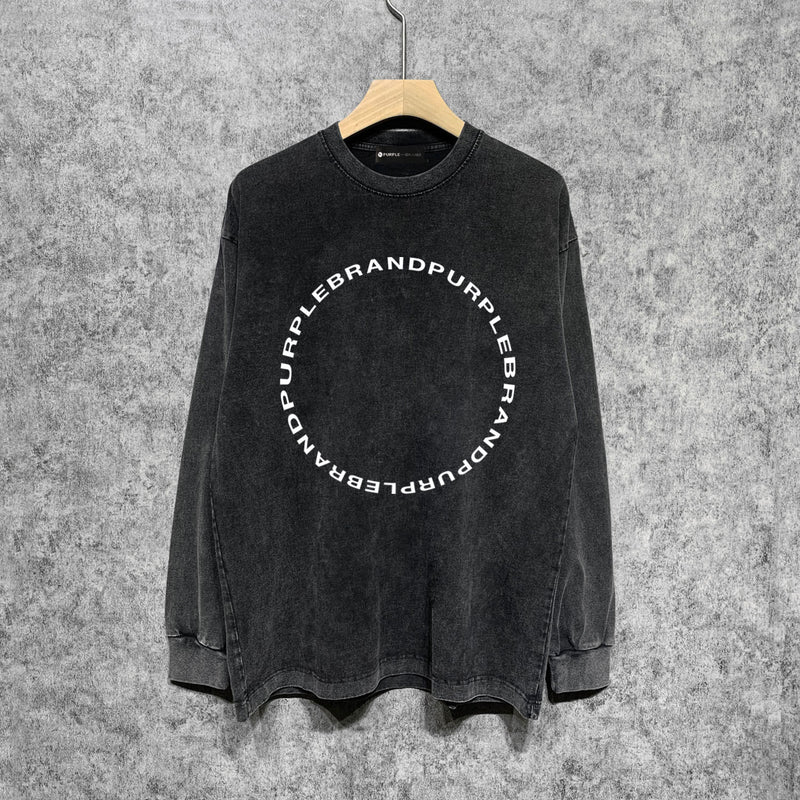 Purple Brand Distressed Long Sleeve Shirt Fashion Distressed Loose Long-sleeved Top