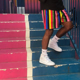Eric Emanuel EE Shorts EE Sports and Fitness Shorts Color-Striped Printing Loose Mesh Breathable Casual Basketball Running Pants
