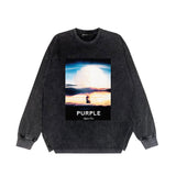 Purple Brand Distressed Long Sleeve Shirt Fashion Distressed Loose Long-sleeved Top