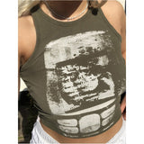 Vintage Y2g Shirts Women's round Neck Sleeveless Printed Women's T-shirt