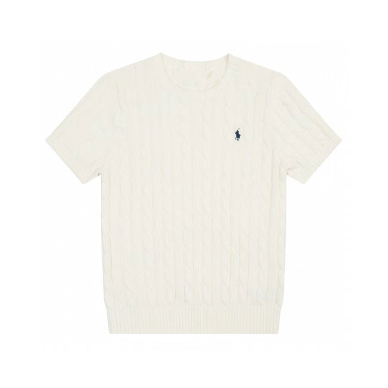 Ralph Lauren Knitted sweaters Ralph Lauren Knitted Short Sleeved Shirt RL Ralph Crew Neck Solid Color Pony Embroidery LOGO Knitted Short Sleeve