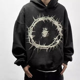 Men Vintage T-Shirts vintage made old thorns loose couple hooded
