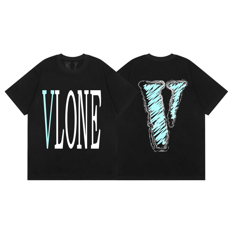 Vlone T Shirt Spring Summer Pattern Crew Neck
