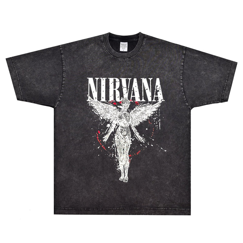 Rock Star T Shirt T-shirt Nirvana Band Rock American Style Loose Vintage Short Sleeve