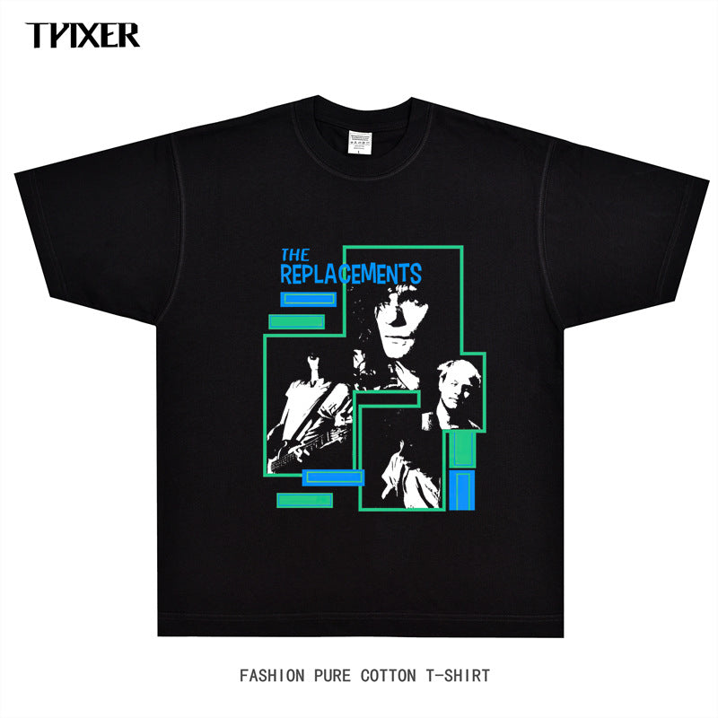 Rock Star T Shirt the Replacements Band Rock T-shirt Retro Street Loose Short Sleeve