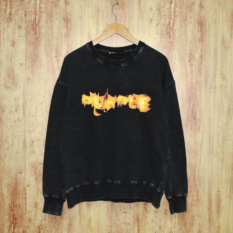 Purple Brand Distressed Sweatshirt Retro Vintage Crew Neck Sweater