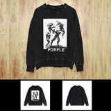 Purple Brand Distressed Sweatshirt Retro Vintage Crew Neck Sweater
