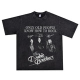 Rock Star T Shirt the Doobie Brothers Rock Band Washed Distressed T-shirt Short Sleeve Loose