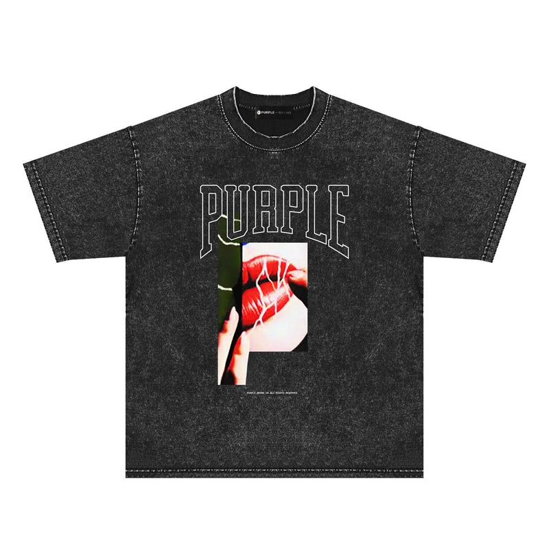 Purple Brand Distressed T Shirts Short Sleeve