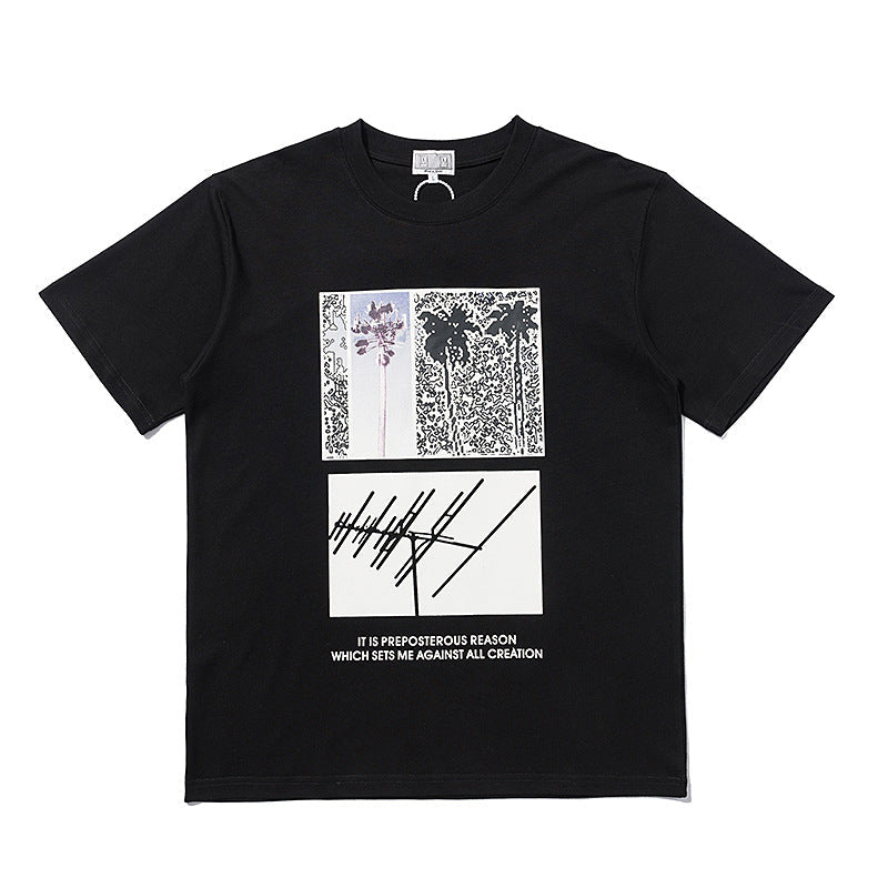 C.e t shirts black and white creative photo men's and women's short sleeves