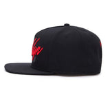 Trendy flat brimmed hat embroider brooklyn breathable and adjustable