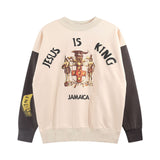 Jesus Is King Sweatshirt Kanye West Color Block Jesus Is King Jamaica Oversire Sweater