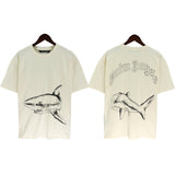 Palm Angels T Shirts Sketch Break Shark Alphabet Short Sleeve T-Shirt