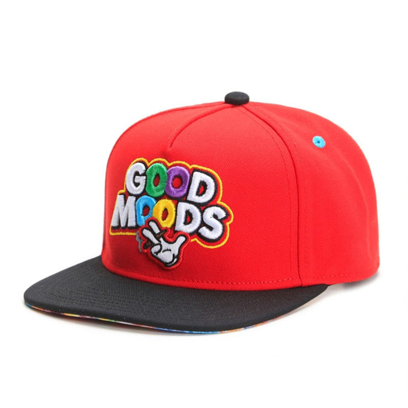 Trendy flat brimmed hat good moodsembroider spring and summer cap