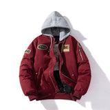 Mens Vintage Jackets Baseball Jacket Hooded Flight Suit Cotton Jacket