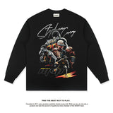 Nba Long Sleeve Shirt Curry American Street Long Sleeve T-shirt Loose Washed-out round Neck