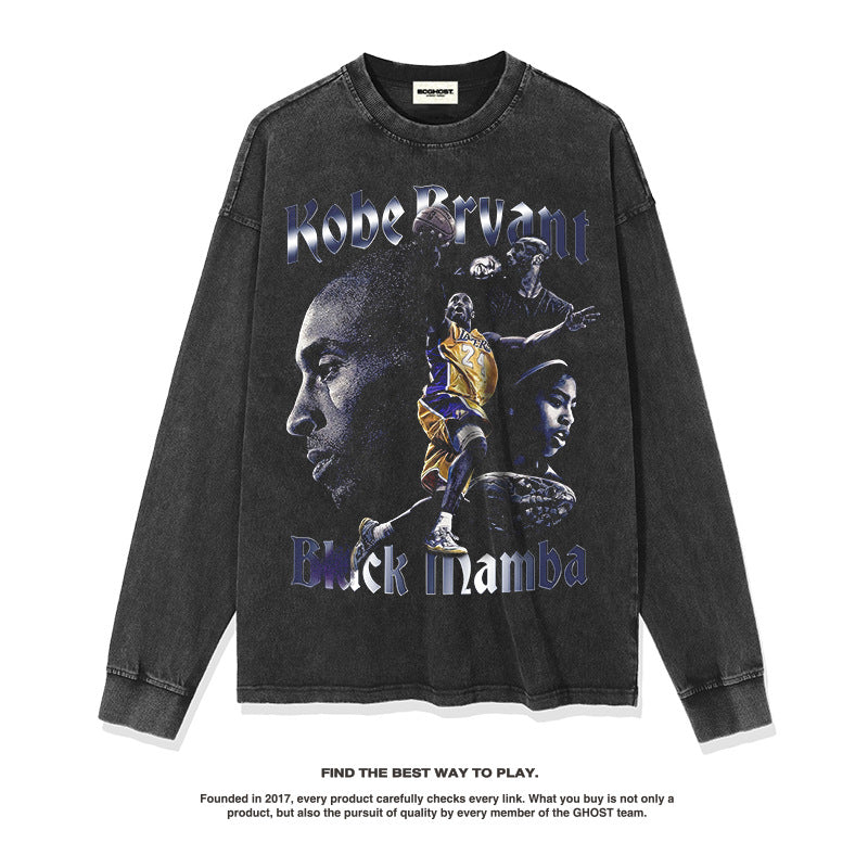 Nba Long Sleeved Shirt Autumn and Winter Loose Trendy Brand Long Sleeve T-shirt Pure Cotton Fashion