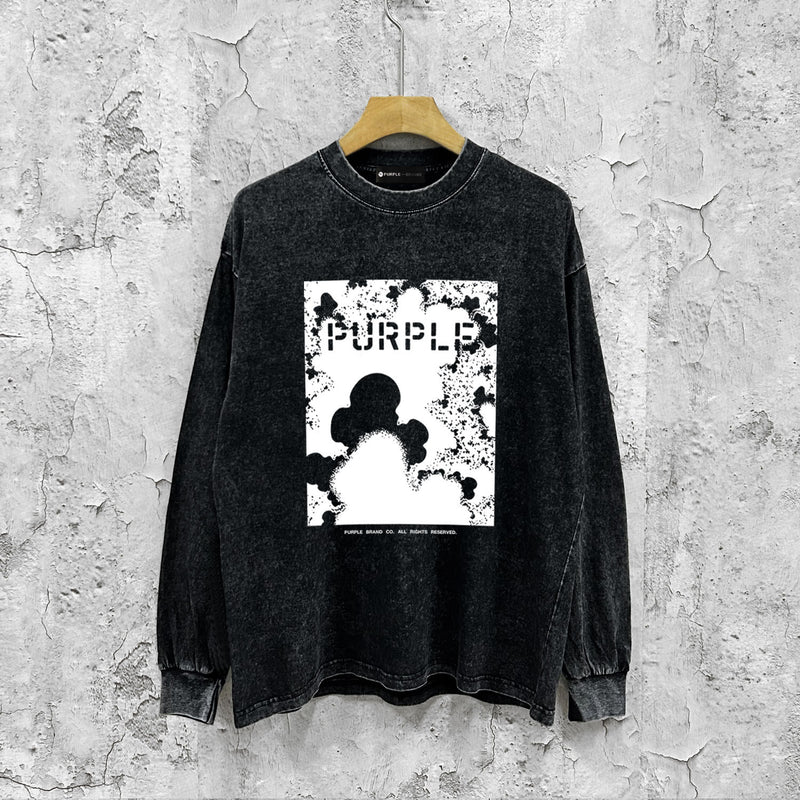Purple Brand Distressed Long Sleeve Shirt Fashion Distressed Loose Long-sleeved Top