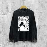 Purple Brand Distressed Long Sleeve Shirt Fashion Distressed Loose Long-sleeved Top