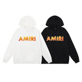 Amiri Hoodie AMI Flame Letter Print Pullover Hooded Sweater Men and Women