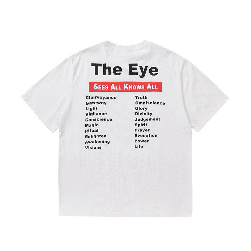 Mens Vintage T-Shirts SAINT MICHAEL CHO God's Eye Print Short Sleeve Vintage Washing Water