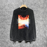 Purple Brand Distressed Long Sleeve Shirt Fashion Distressed Loose Long-sleeved Top