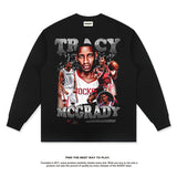 Nba Long Sleeved Shirt Autumn and Winter Tracy Mcgrady American Street Printed Long Sleeve T-shirt Washed