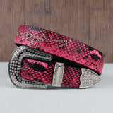Hip-hop punk rhinestone belt python pattern