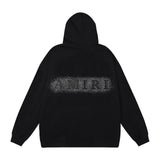 Amiri Hoodie OW Hot Diamond Letter Pattern Pullover Hooded Sweater Men and Women