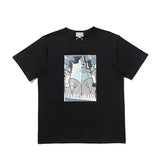 C.e t shirts character covering face front and back printing round neck pullover short sleeves