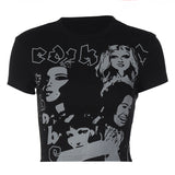 Vintage Y2g Shirts T-shirt Printed Pattern round Neck Short Sleeve Slim Fit