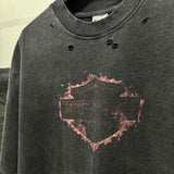 Men Vintage T-Shirts SAINT MICHAEL "HARLEY DAVIDSON" Washed Black Tee
