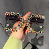 Trendy punk glasses cut out square frame