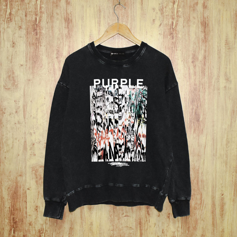 Purple Brand Distressed Sweatshirt Retro Vintage Crew Neck Sweater