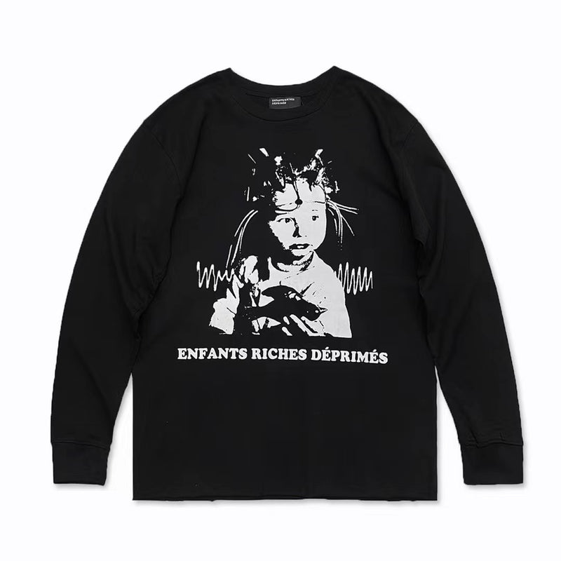ERD Sweatshirt Farewell to the Ground Printed Punk Rock round Neck Long Sleeve T-shirt
