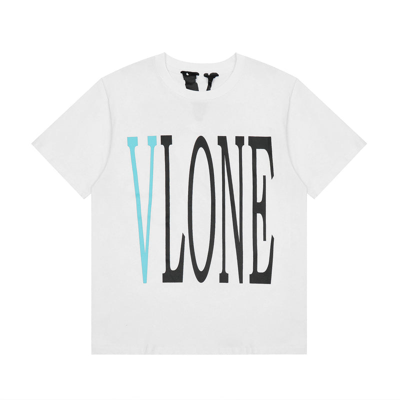 Vlone T Shirt Spring and Summer Big V Letter Crew Neck