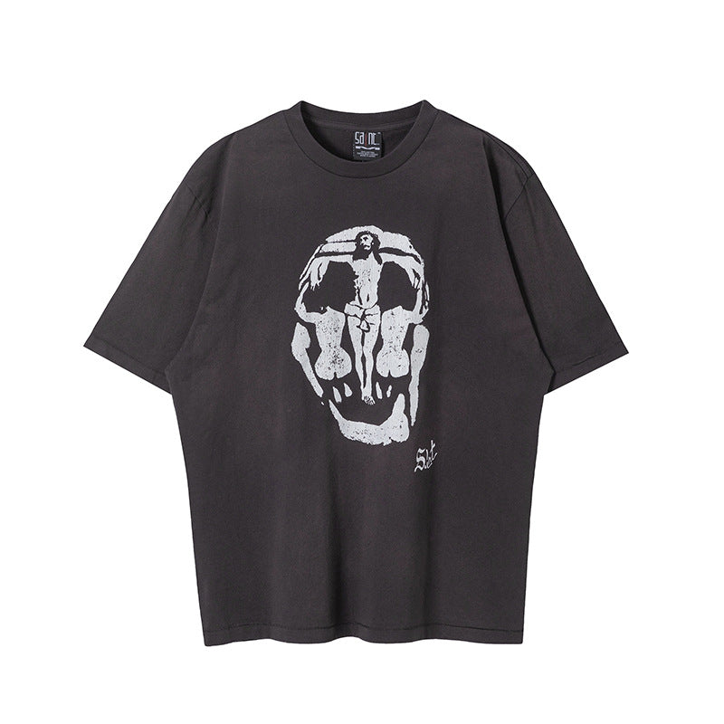Mens Vintage T-Shirts vintage Washed Old Short Sleeves Loose Crew Neck