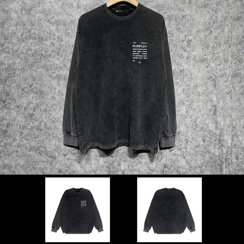 Purple Brand Distressed Long Sleeve Shirt Fashion Distressed Loose Long-sleeved Top