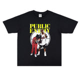 Rock Star T Shirt Hip-Hop Rap Public Enemies Band Washed Distressed T-shirt Short Sleeve